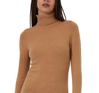 French Connection Women's Long Sleeve Turtleneck Top Brown Size Medium