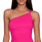Ralph Lauren Women's Beach Club Solids Double Strap One Shoulder One Piece Pink Size 14