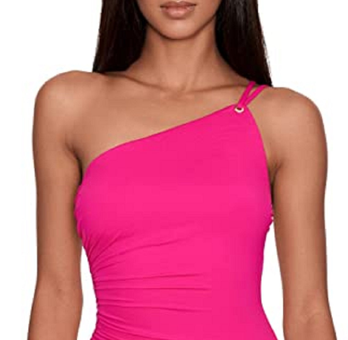 Ralph Lauren Women's Beach Club Solids Double Strap One Shoulder One Piece Pink Size 14