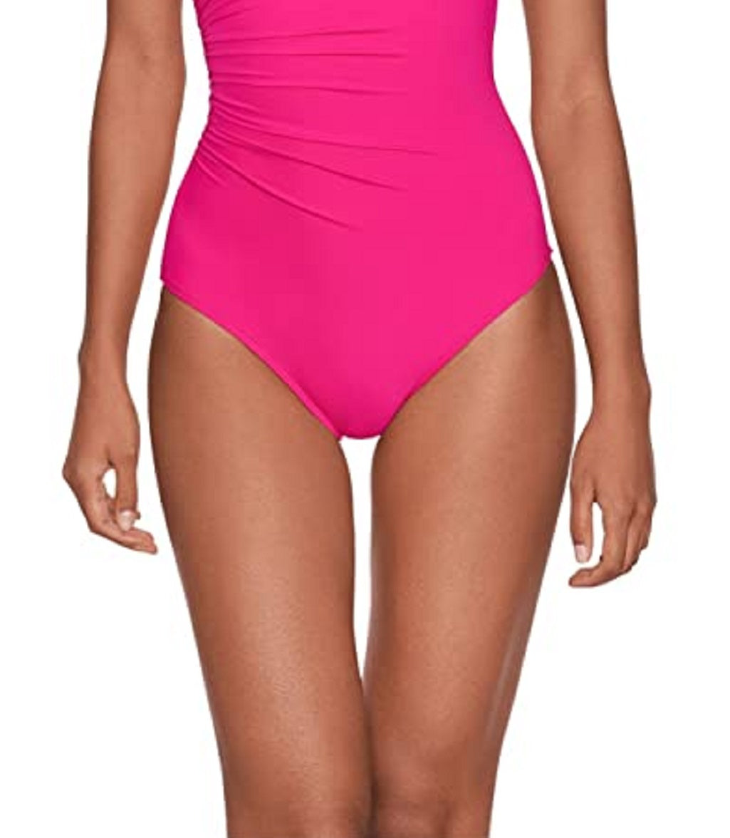 Ralph Lauren Women's Beach Club Solids Double Strap One Shoulder One Piece Pink Size 14