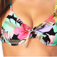 California Waves Junior's Floral Print Bikini Swim Top Black Size Medium