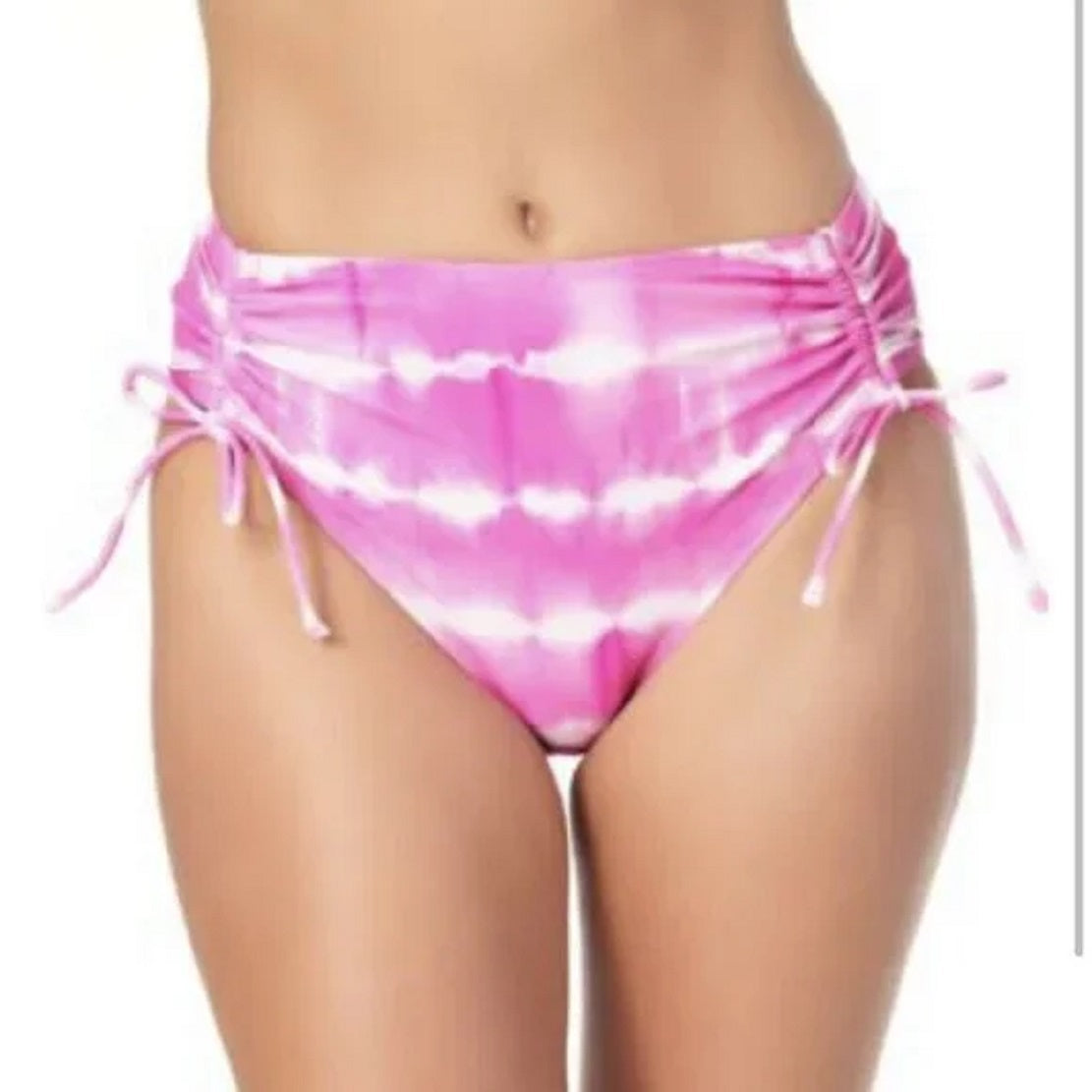 California Waves Junior's Tie Dyed High Waist Bikini Bottom Pink Size  X-Large