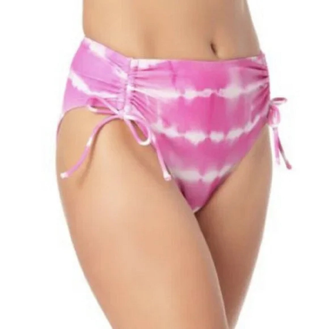 California Waves Junior's Tie Dyed High Waist Bikini Bottom Pink Size  X-Large