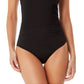Anne Cole Women's V Neck Crossback One Piece Swimsuit Black