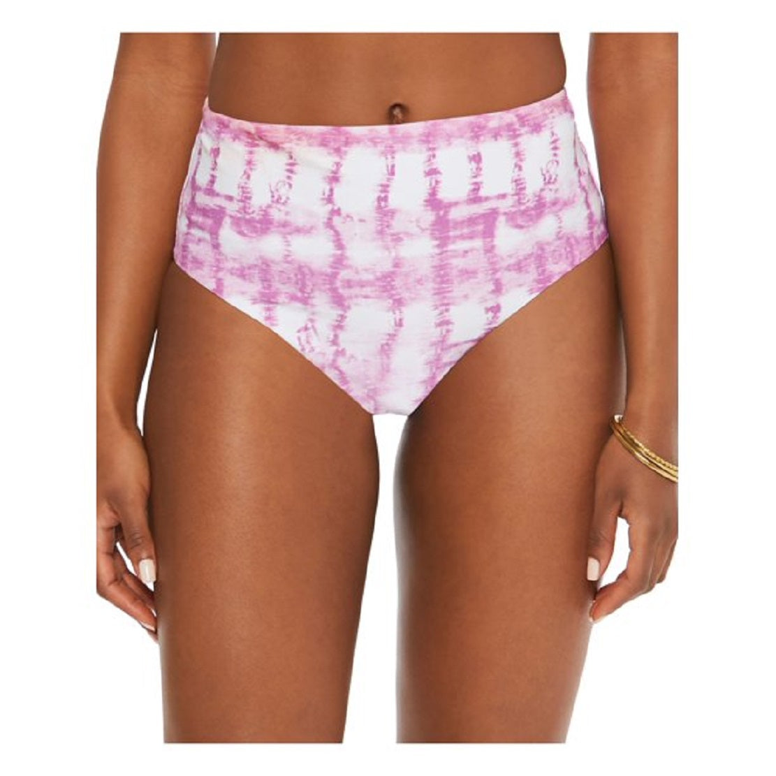 California Waves Junior's Printed High Waist Bikini Bottoms Swimsuit Pink