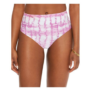California Waves Junior's Printed High Waist Bikini Bottoms Swimsuit Pink