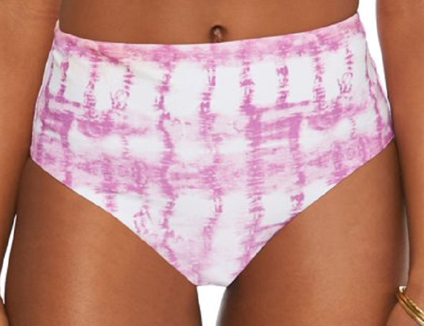 California Waves Junior's Printed High Waist Bikini Bottoms Swimsuit Pink