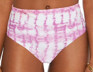 California Waves Junior's Printed High Waist Bikini Bottoms Swimsuit Pink