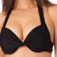 California Waves Junior's Underwire Push Up Bikini Top Swimsuit Black
