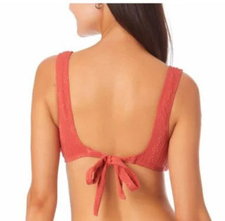 California Waves Junior's Jacquard Bralette Bikini Top Swimsuit Orange