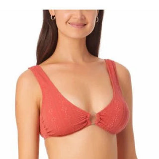 California Waves Junior's Jacquard Bralette Bikini Top Swimsuit Orange