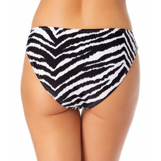 California Waves Junior's Zebra Print Hipster Bikini Bottoms Swimsuit Black