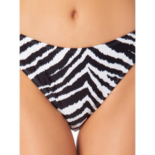 California Waves Junior's Zebra Print Hipster Bikini Bottoms Swimsuit Black