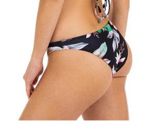 Hurley Junior's Tropical-Print Cheeky Swim Bottoms Swimsuit Black Size X-Small