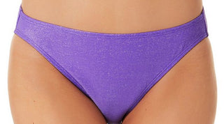 California Waves Junior's Metallic Shine Hipster Bikini Bottoms Swimsuit Purple