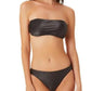 California Waves Junior's Metallic Shine Bandeau Bikini Top Swimsuit Black