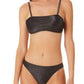 California Waves Junior's Metallic Shine Bandeau Bikini Top Swimsuit Black