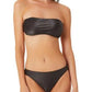 California Waves Junior's Metallic Shine Bandeau Bikini Top Swimsuit Black