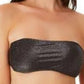California Waves Junior's Metallic Shine Bandeau Bikini Top Swimsuit Black