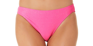 California Waves Women's Junior's Metallic Shine Hipster Bikini Bottoms Swimsuit Pink Size XS