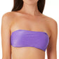California Waves Junior's Metallic Shine Bandeau Bikini Top Swimsuit Purple