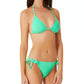 California Waves Junior's Ribbed Terry Triangle Bikini Top Swimsuit Green
