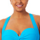 California Waves Women's Plus Molded Cup Bikini Top Swimsuit Blue Size 1X