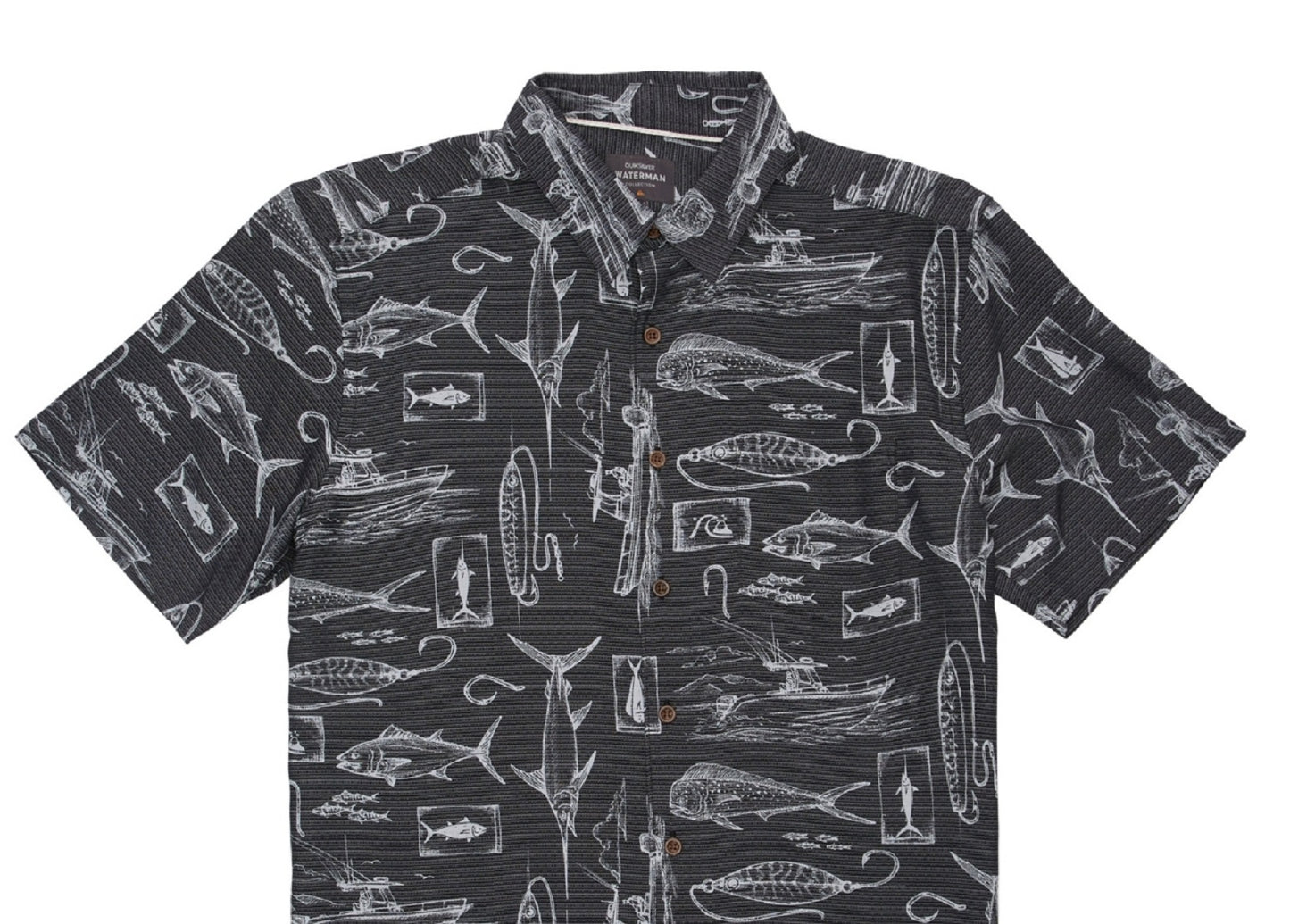 Quiksilver Waterman Men's Short Sleeve Slack Line Shirt Black Size X-Large