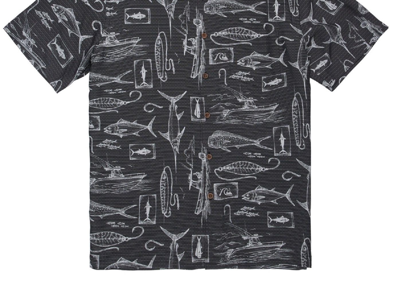 Quiksilver Waterman Men's Short Sleeve Slack Line Shirt Black Size X-Large