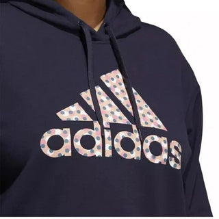 adidas Women's Dot Print Logo Hooded Sweatshirt Blue Size 3X