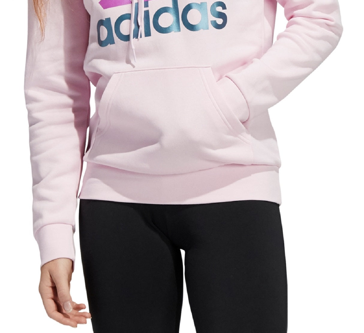 adidas Women's Two Tone Logo Hoodie Pink Size X-Large
