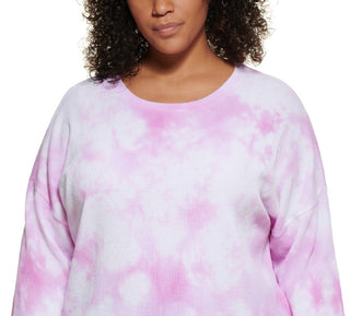 Calvin Klein Women's Plus Tie Dye Print Top Pink Size 3X