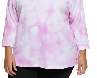 Calvin Klein Women's Plus Tie Dye Print Top Pink Size 3X