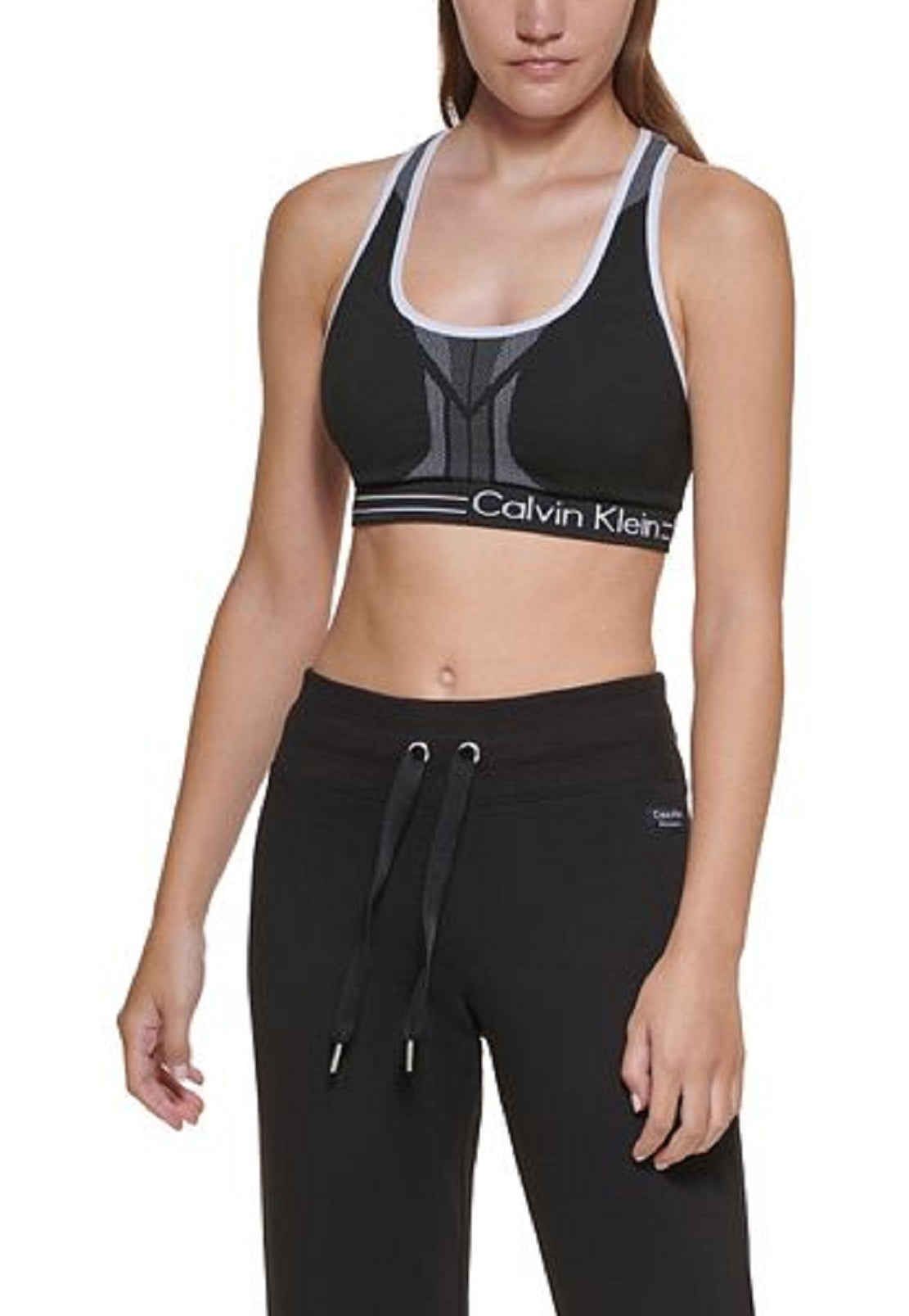 Calvin Klein Women's Fleece Mirror Logo Joggers Black Size Medium