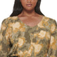 Calvin Klein Women's Printed V Neck Blouse Yellow Size 3X