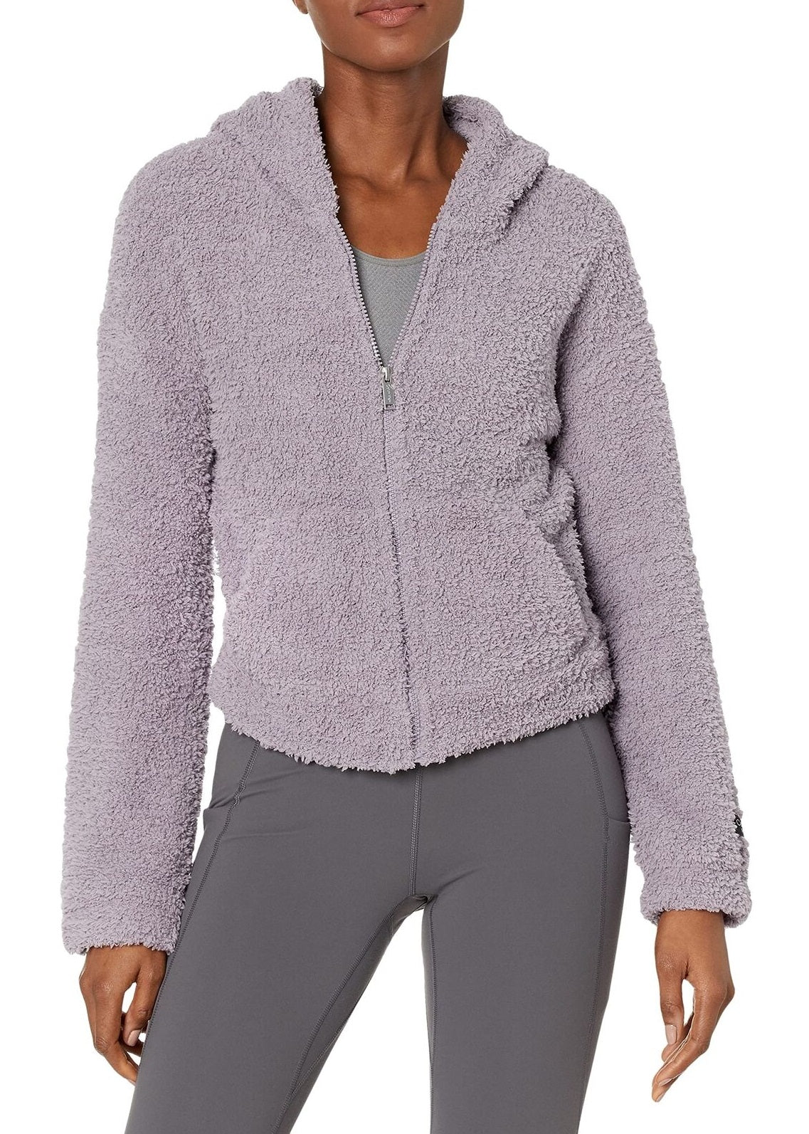 Calvin Klein Women's Performance Fuzzy Zip Front Hoodie Purple Size Small
