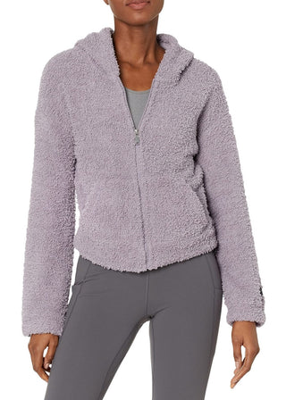 Calvin Klein Women's Performance Fuzzy Zip Front Hoodie Purple Size Small