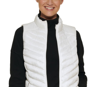 Calvin Klein Women's Diagonal Quilted Vest White Size X-Large