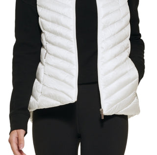 Calvin Klein Women's Diagonal Quilted Vest White Size X-Large