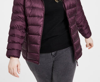 Charter Club Women's Hooded Packable Down Puffer Coat Purple Size 2X