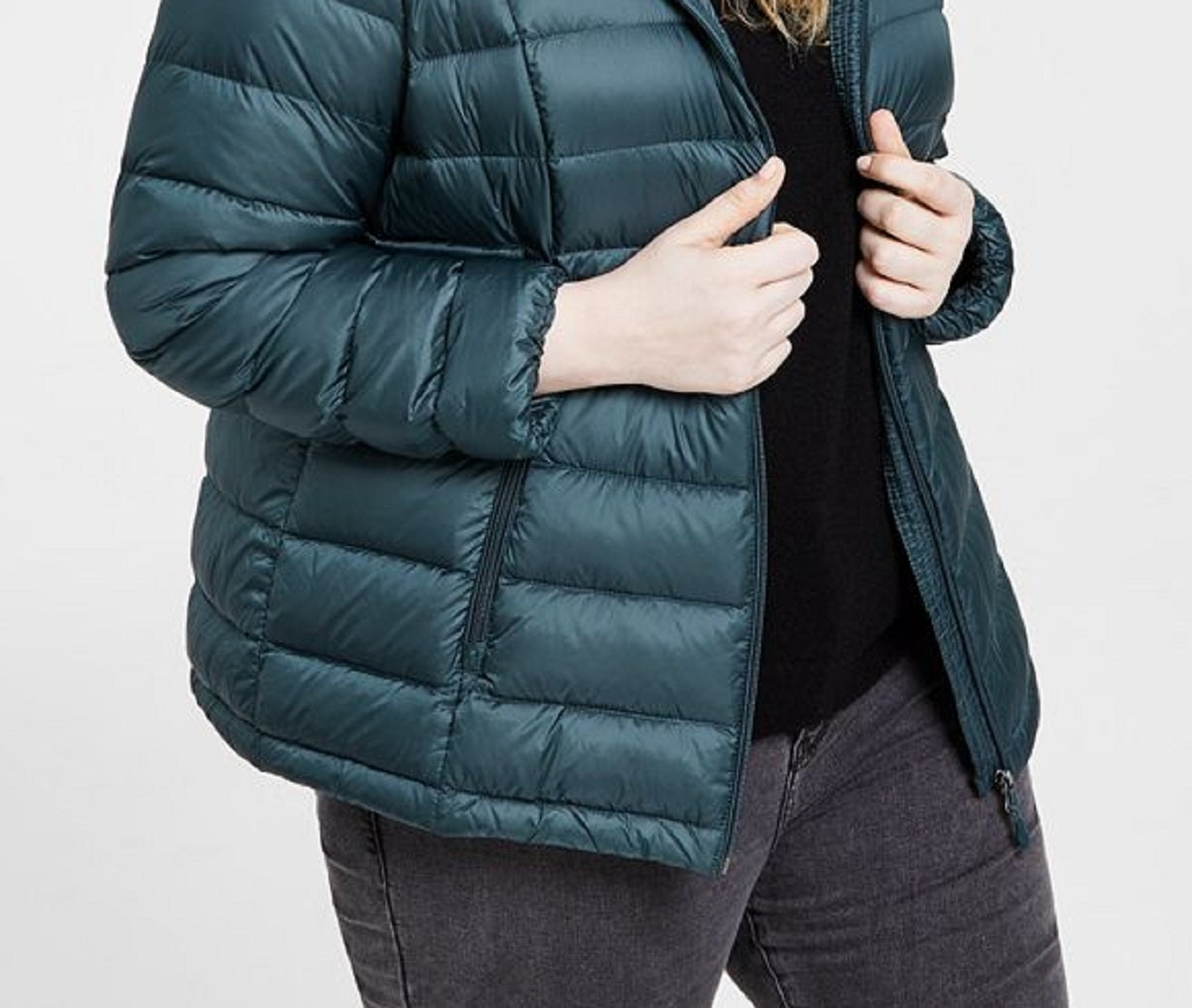 Charter Club Women's Hooded Packable Down Puffer Coat Green Size 2X