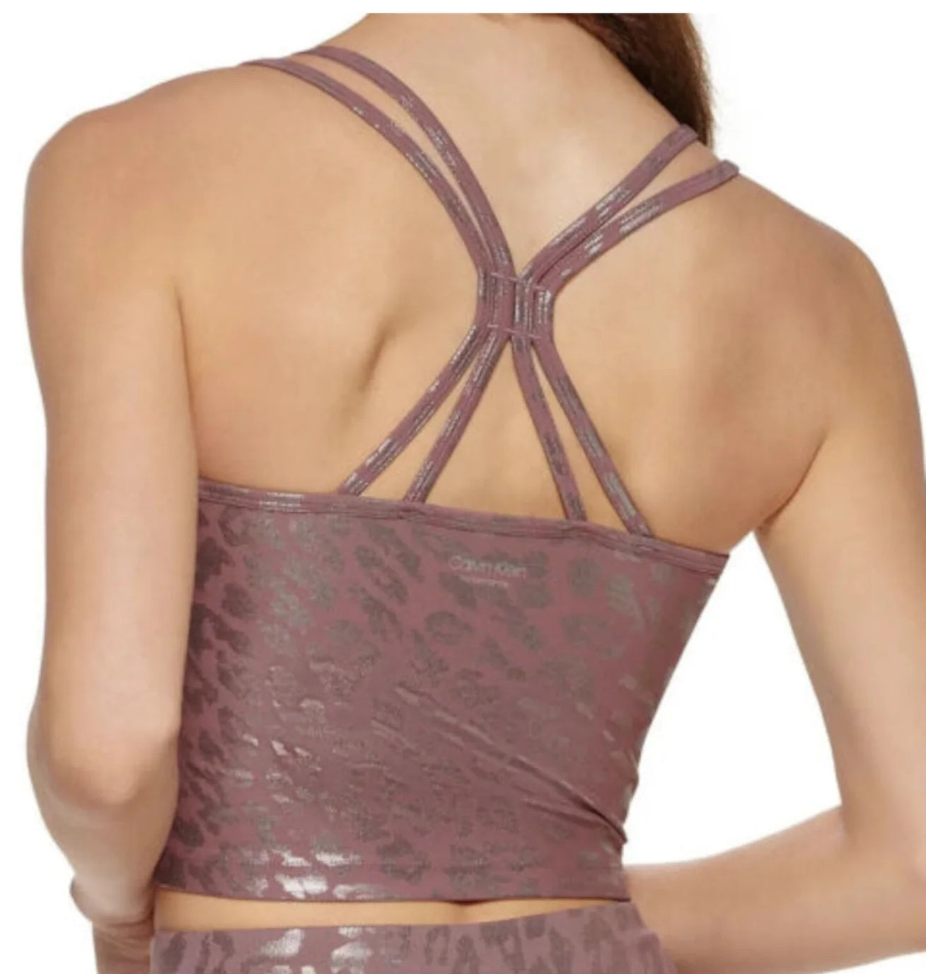 Calvin Klein Women's Printed Strappy Back Tank Top Brown Size Large