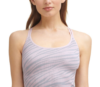 Calvin Klein Women's Textured Zebra Print Crop Top Pink Size Medium