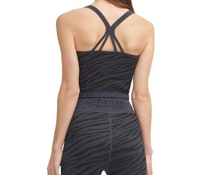 Calvin Klein Women's Textured Zebra Print Crop Top Black Size X-Small