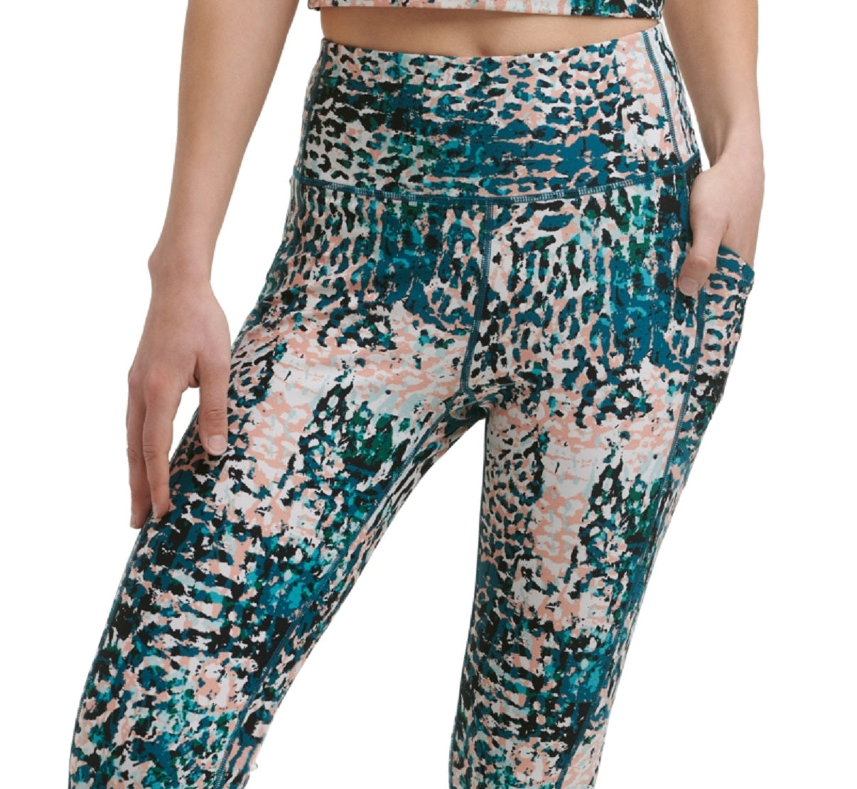 Calvin Klein Women's Printed High Waist 7/8 Length Leggings Pink Size Small