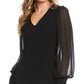 Karen Kane Women's Chiffon Long Sleeve Dress Black Size X-Large