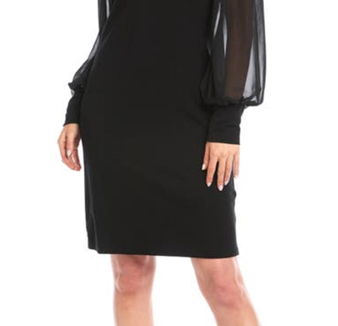 Karen Kane Women's Chiffon Long Sleeve Dress Black Size X-Large