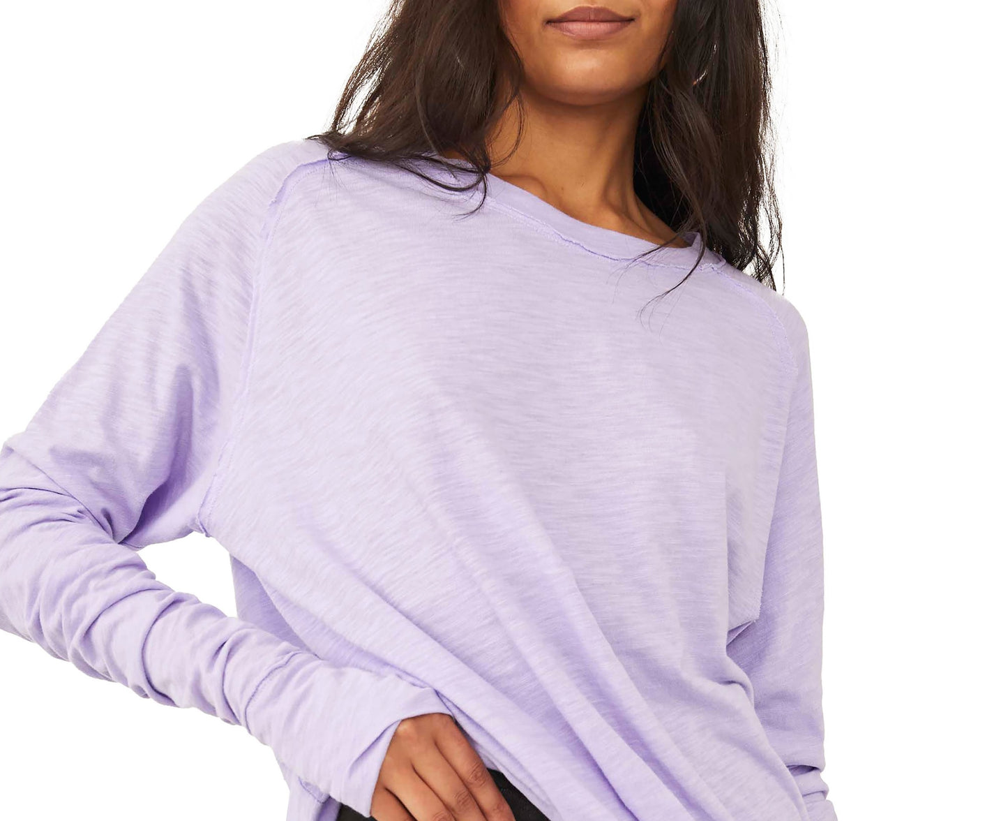 Free People Women's Arden Extra Long Cotton Top Purple Size Small