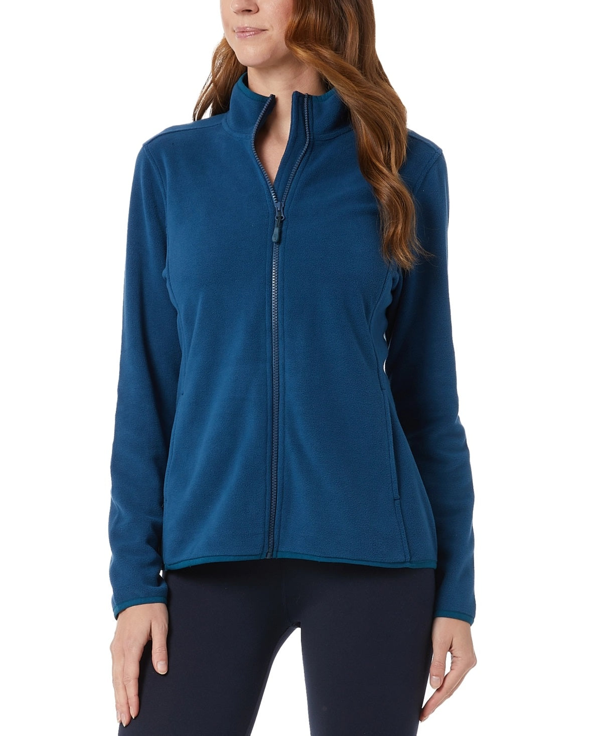 32 Degrees Women's Fleece Mock Neck Full Zip Sweatshirt Blue Size XXL