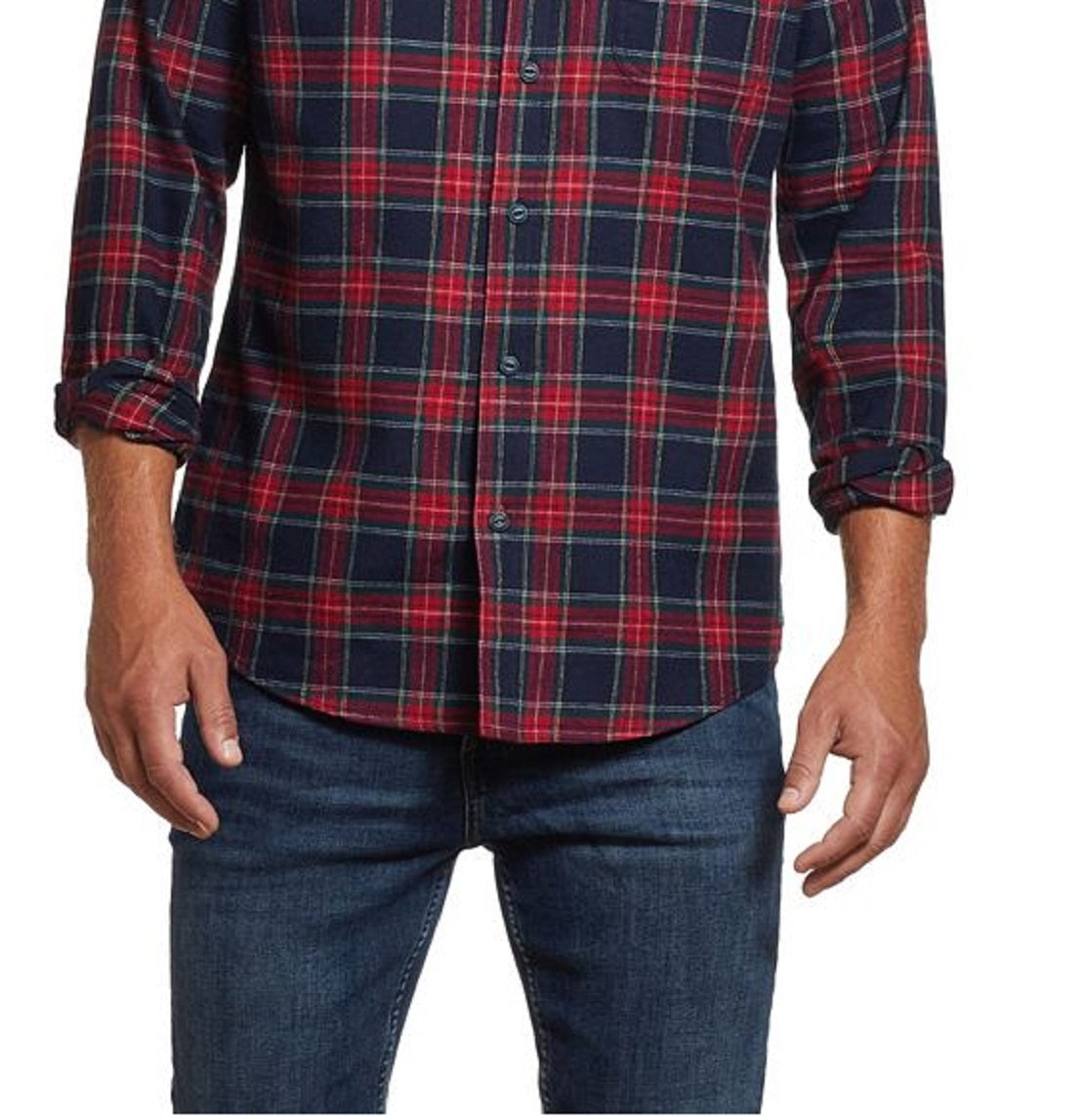 Weatherproof Vintage Men's Tartan Plaid Flannel Shirt Blue Size Small